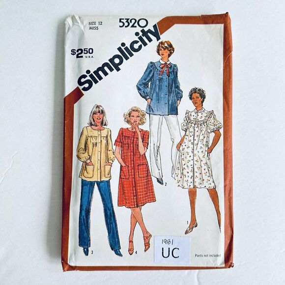 VTG 80s Simplicity Sewing Pattern 5320 Misses Smocks Two Lengths Size 12 UNCUT - Picture 1 of 2